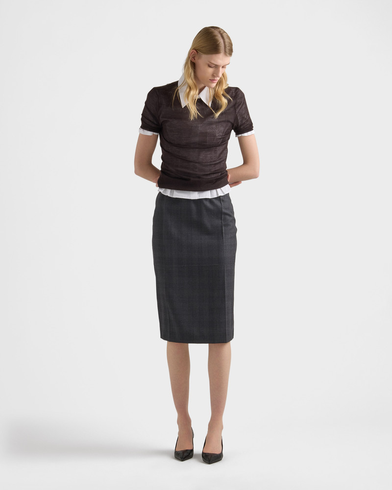 Prada Checked wool midi-skirt outlook