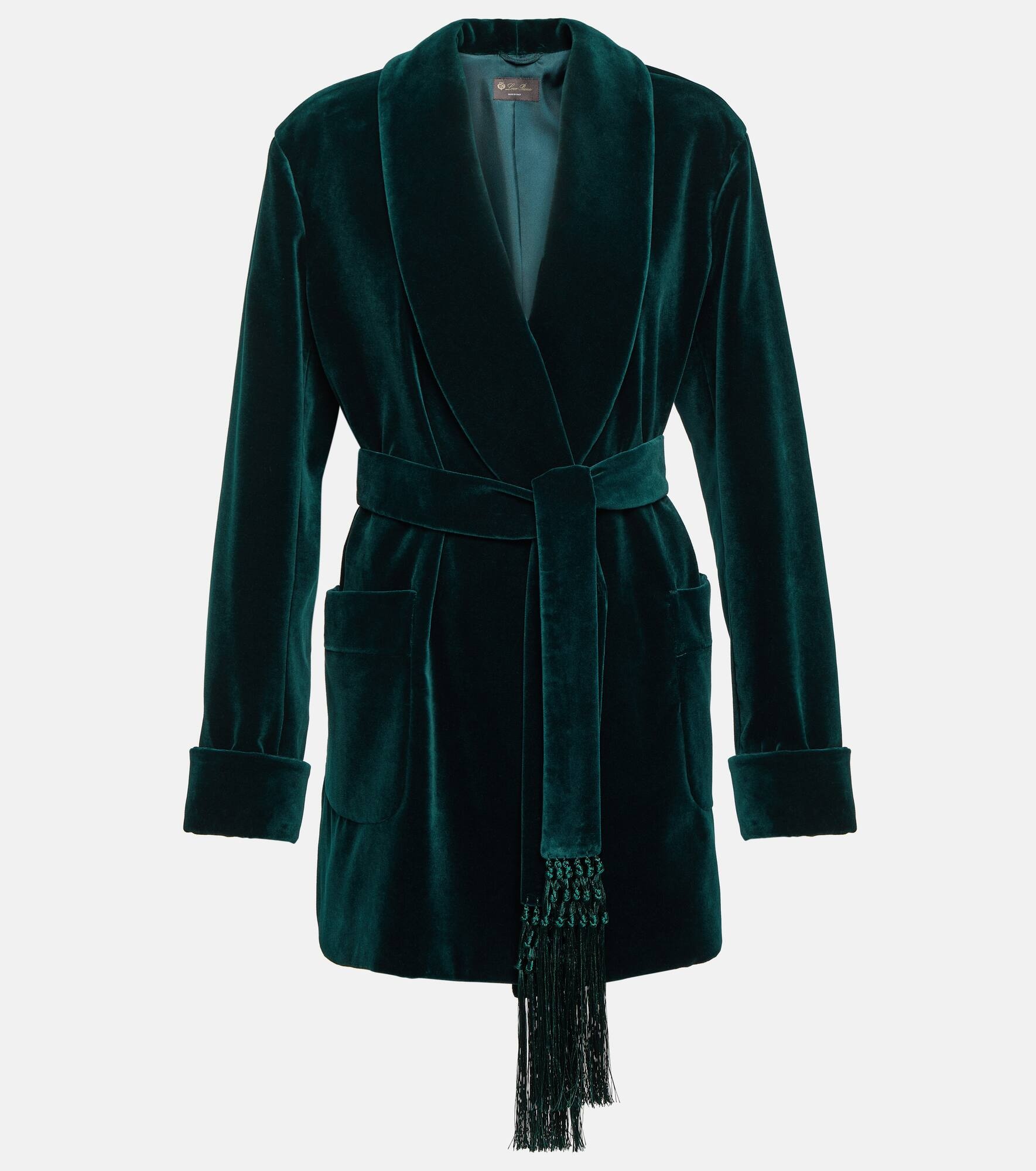 Cotton velvet wrap coat - 1