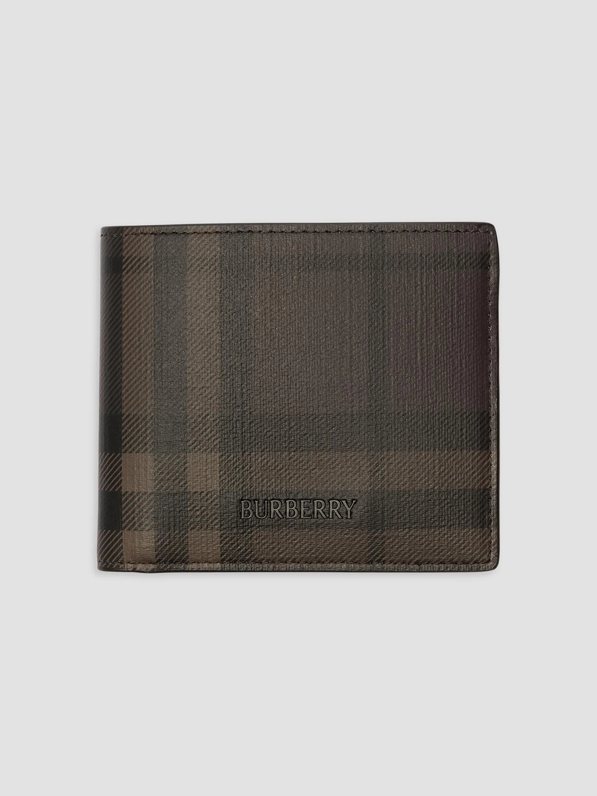Men's City Check Bifold Wallet - Dark Brown - 1