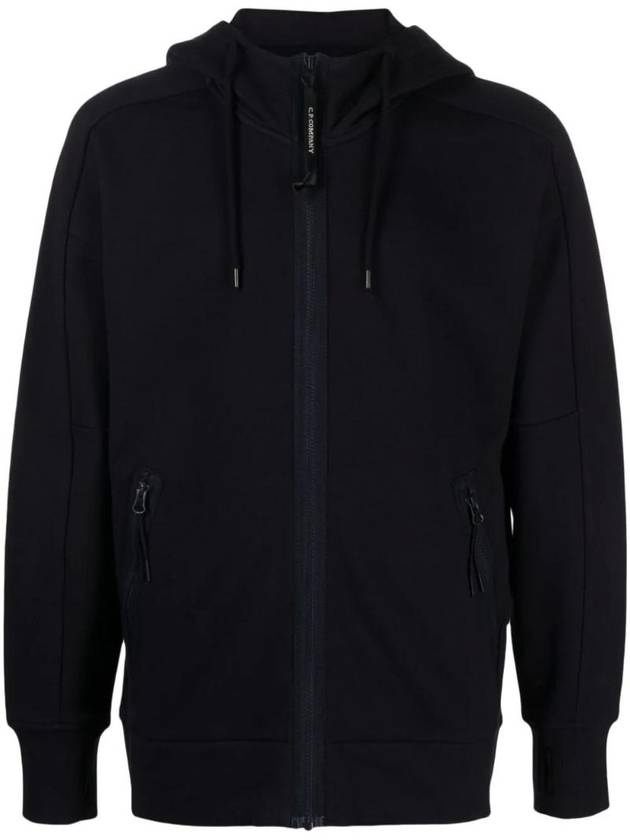 Diagonal Raised Fleece Goggle Hooded Jacket Navy - 1