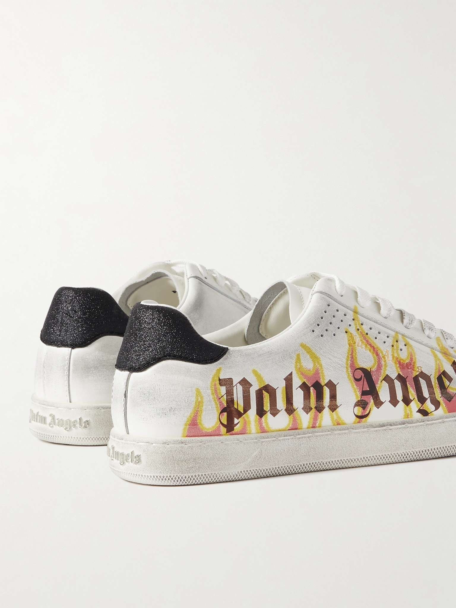 Distressed Logo-Print Suede-Trimmed Leather Sneakers - 4