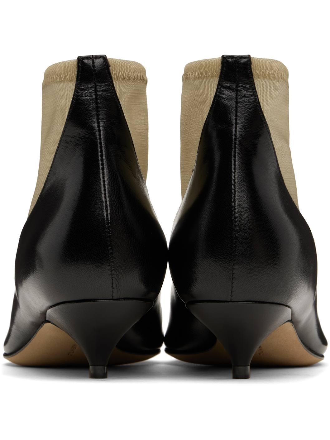 Black & Beige Mesh Boots - 2