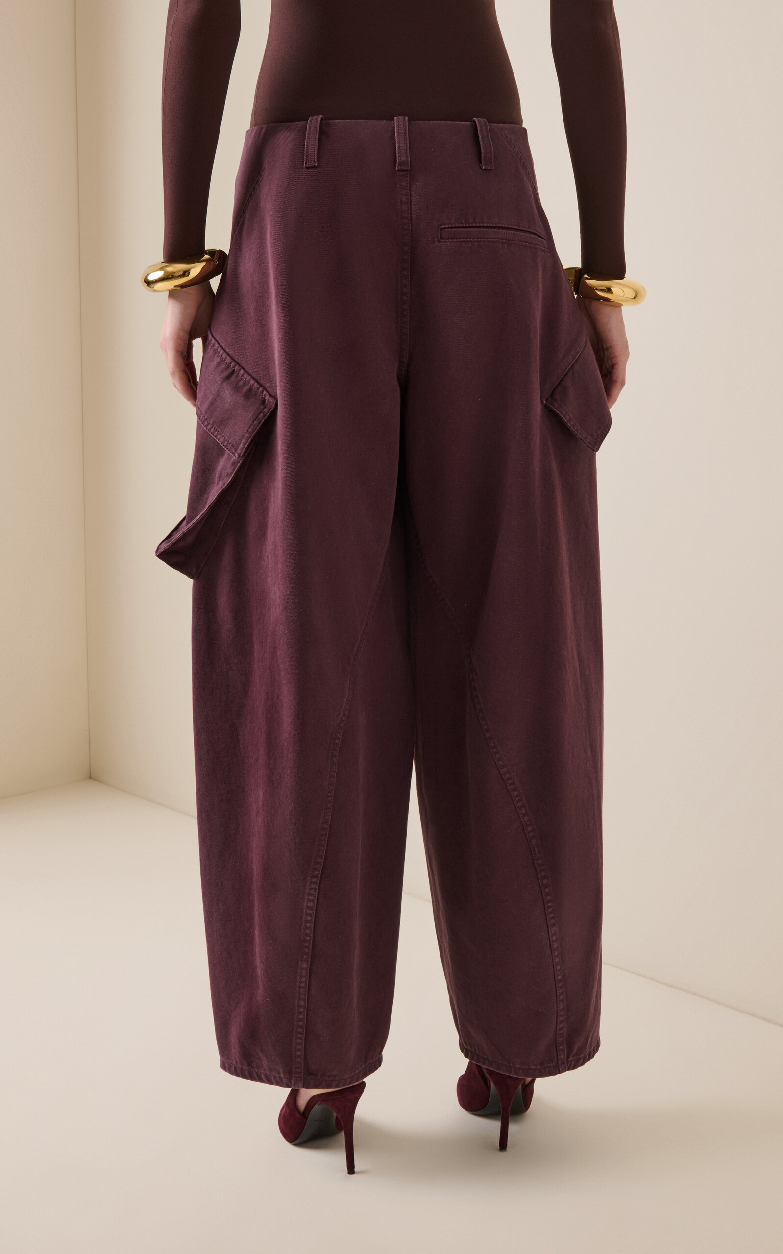 Cotton Cargo Pants burgundy - 4