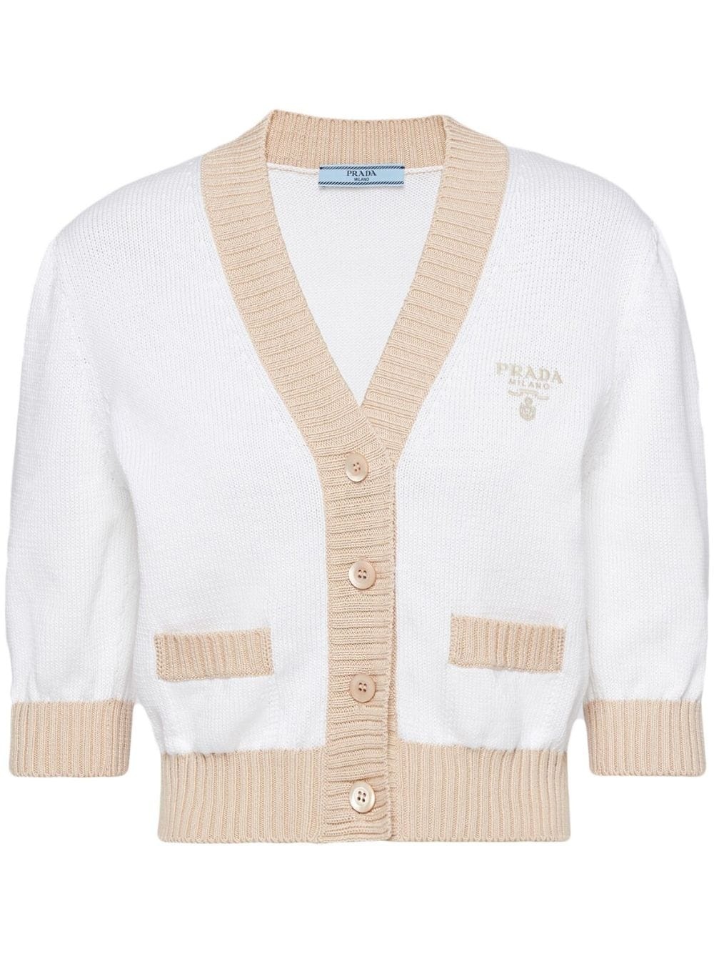 cropped two-tone cotton cardigan - 1