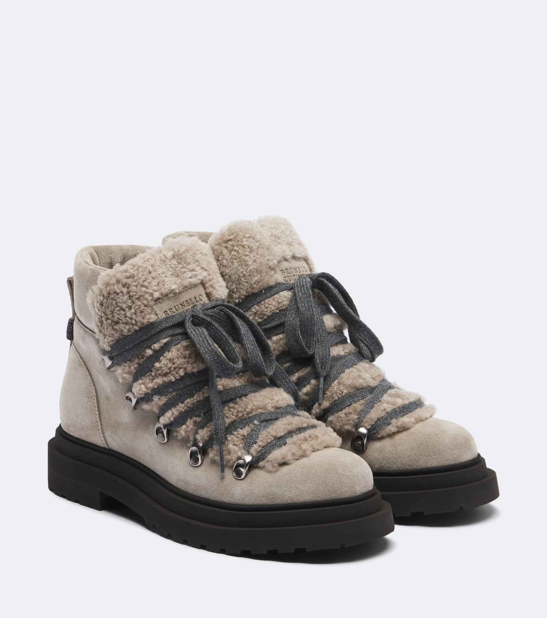 Monili shearling-trimmed suede lace-up boots - 1