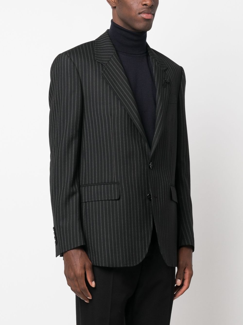 pinstripe-print single-breasted blazer - 3