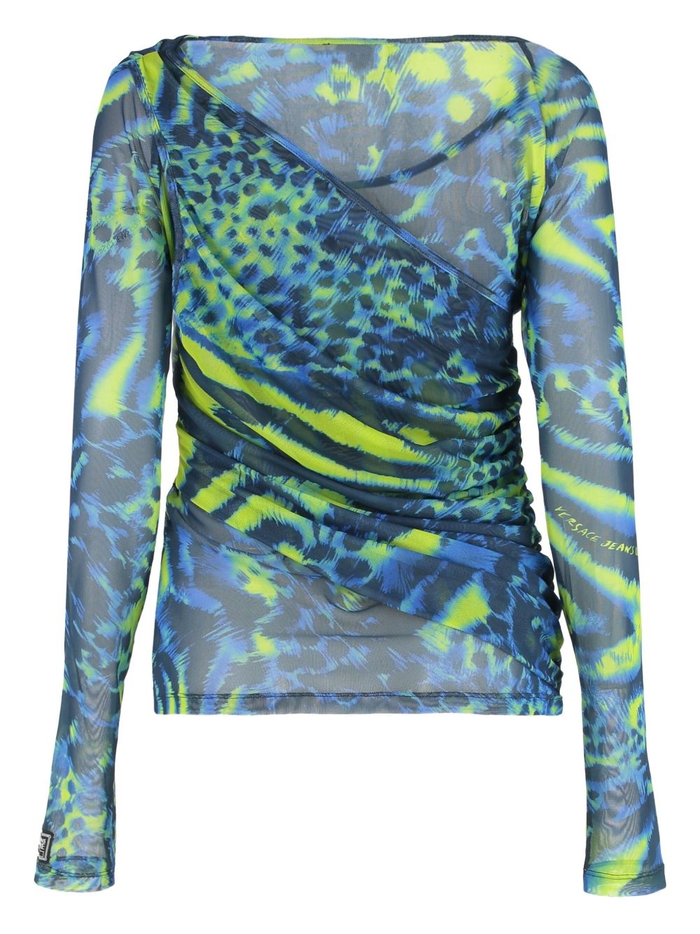 animal-print draped top - 2