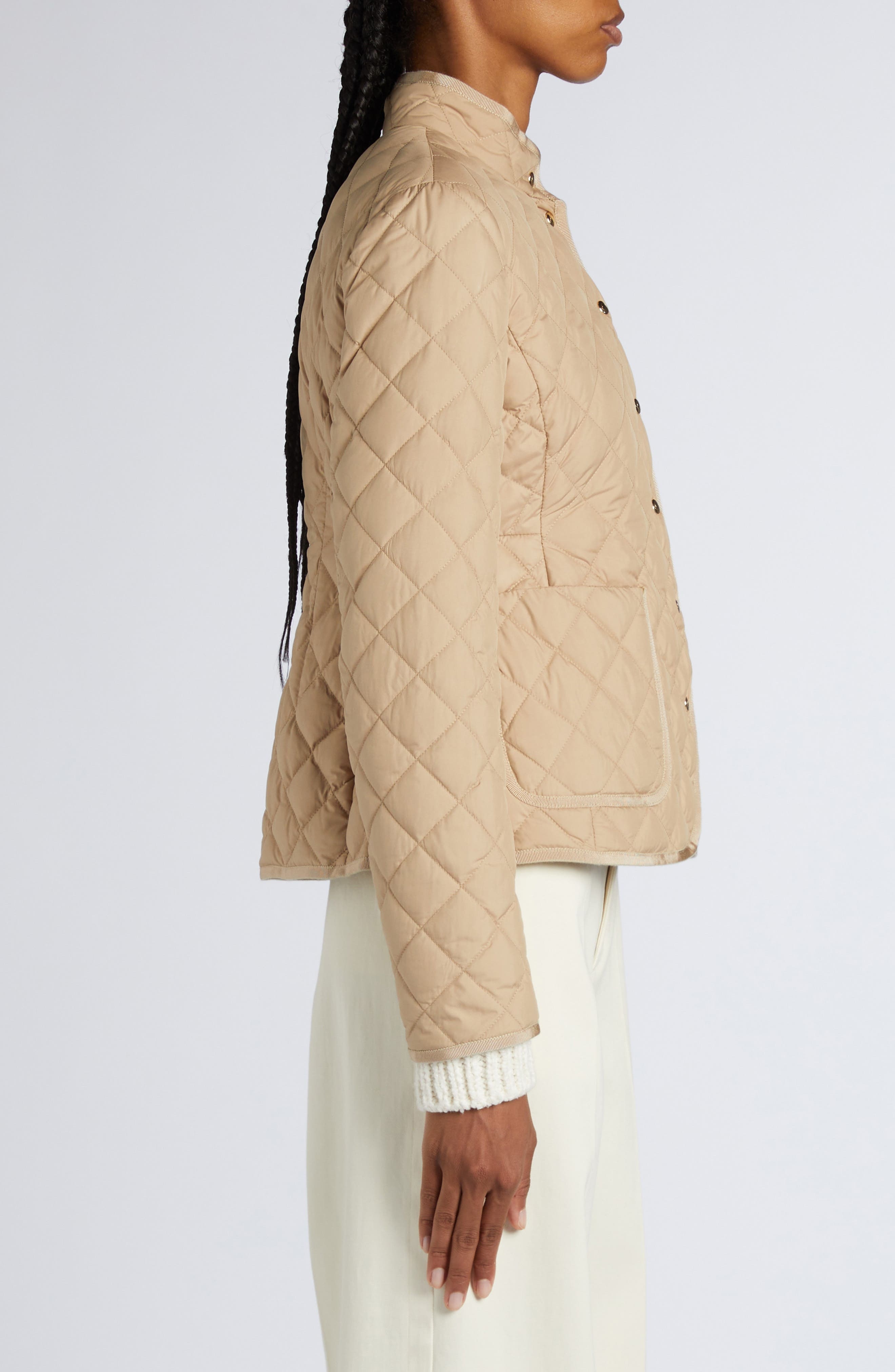 Moncler Epin Down Crop Jacket in Beige at Nordstrom - 5