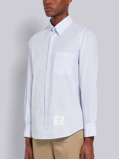 Thom Browne Light Blue Pinstripe Cotton Poplin Straight Fit Long Sleeve Shirt outlook