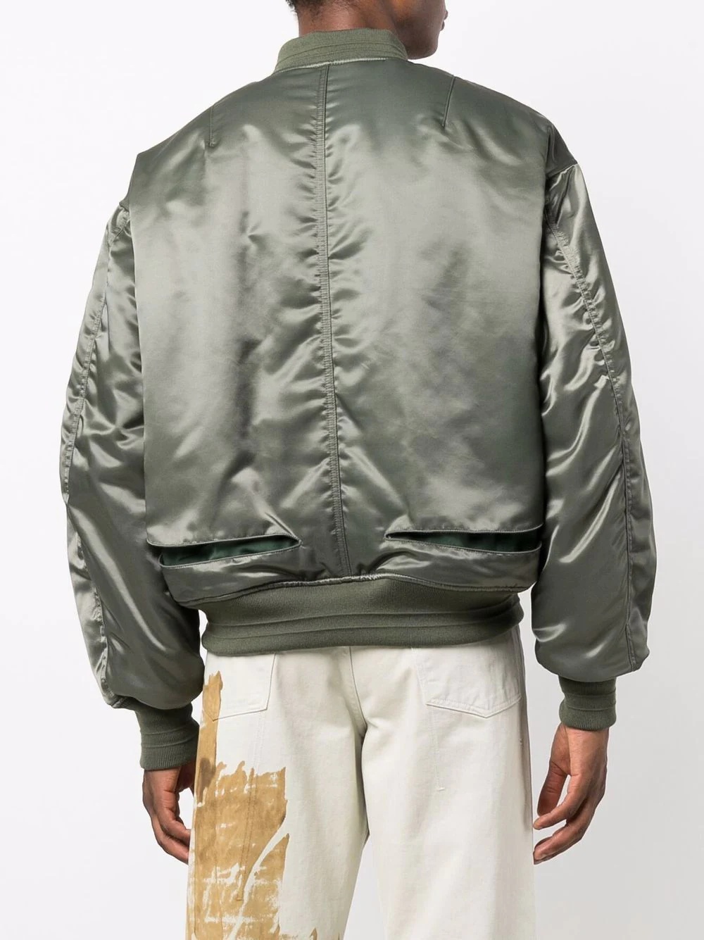 padded leather bomber jacket - 4