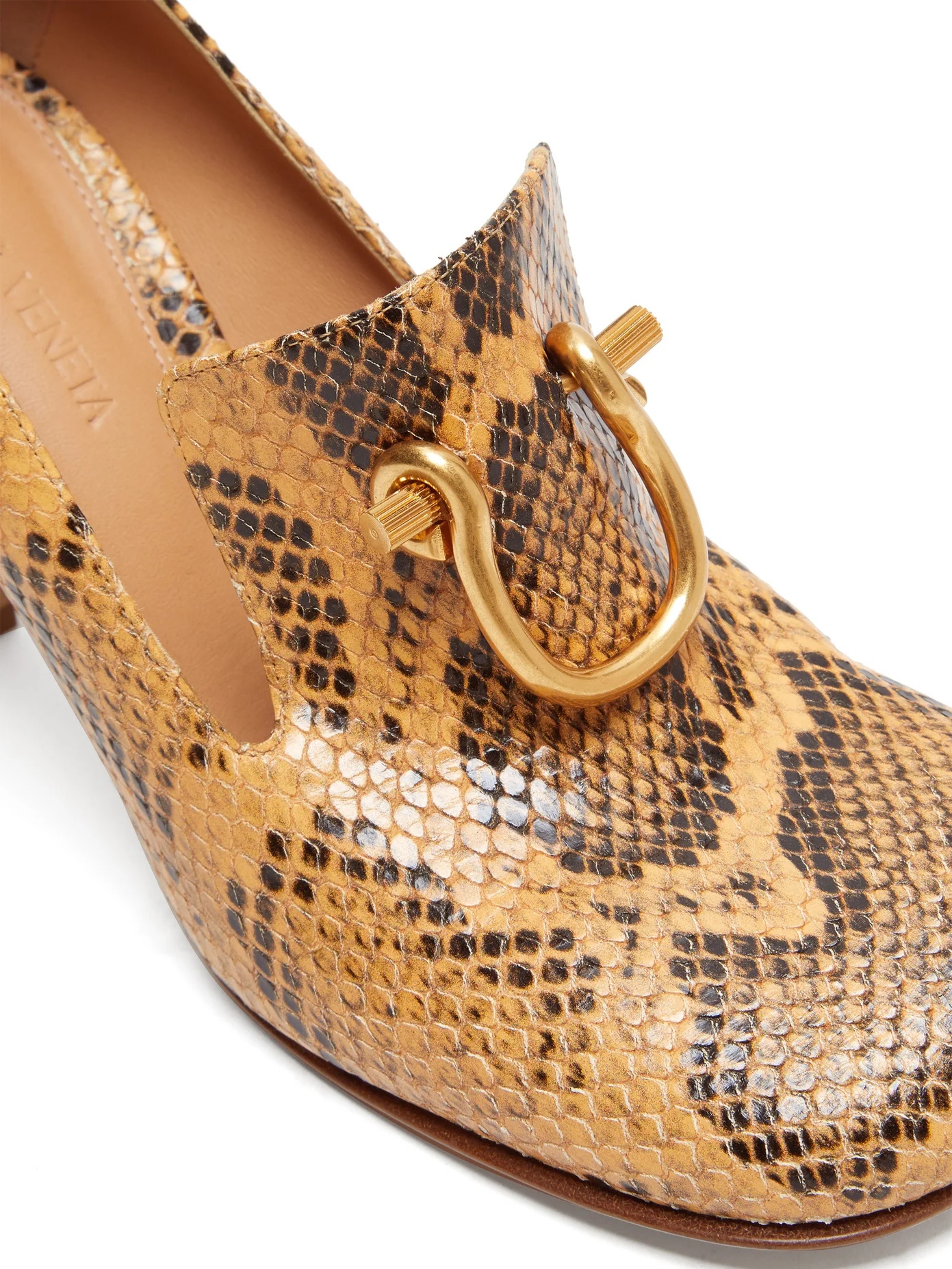 Buckled python-effect leather pumps - 7