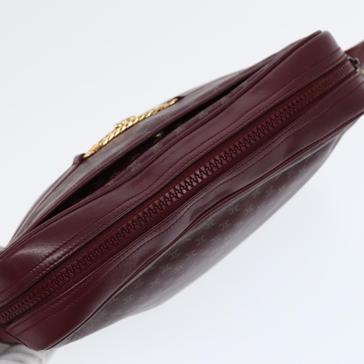 CELINE Macadam Canvas Shoulder Bag Red Gold - 6