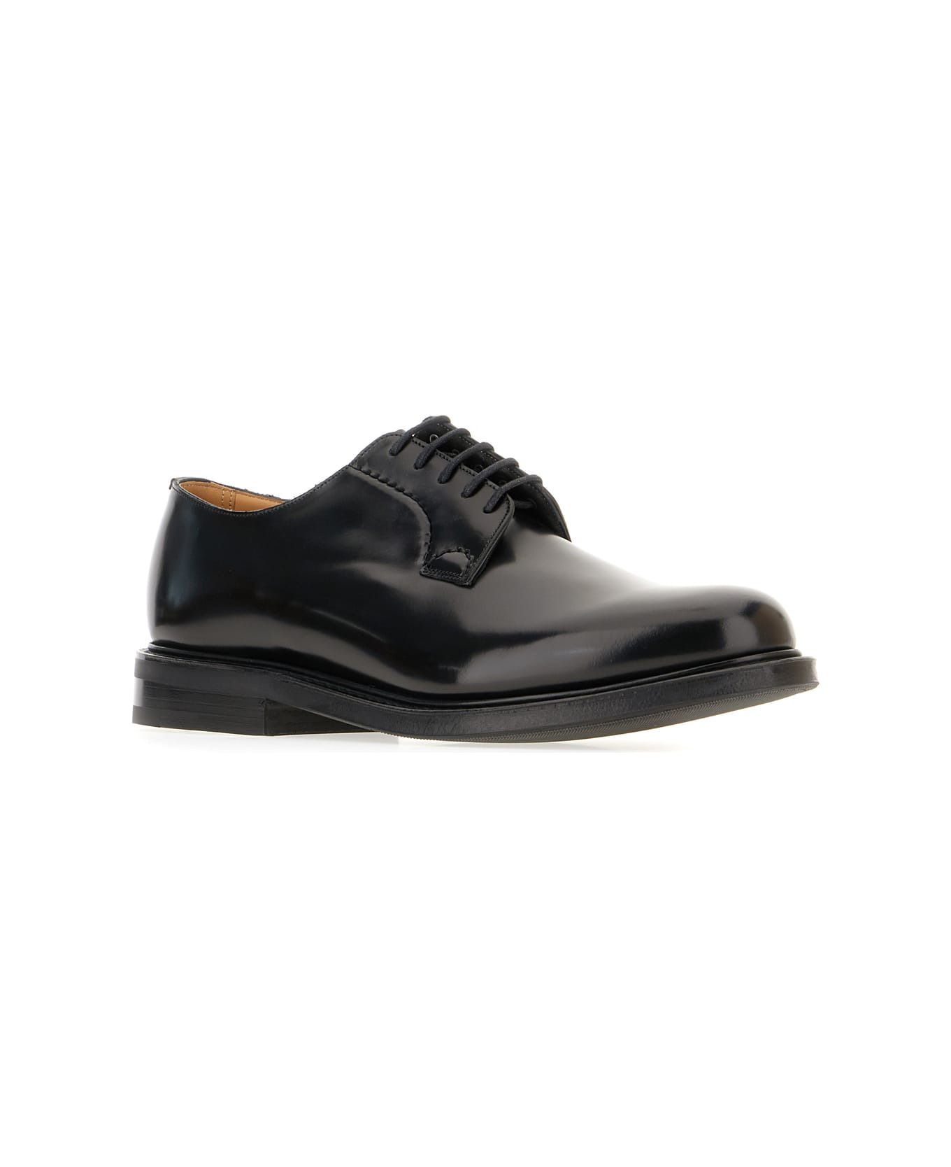 Black Leather Lace Up Shoes - 2