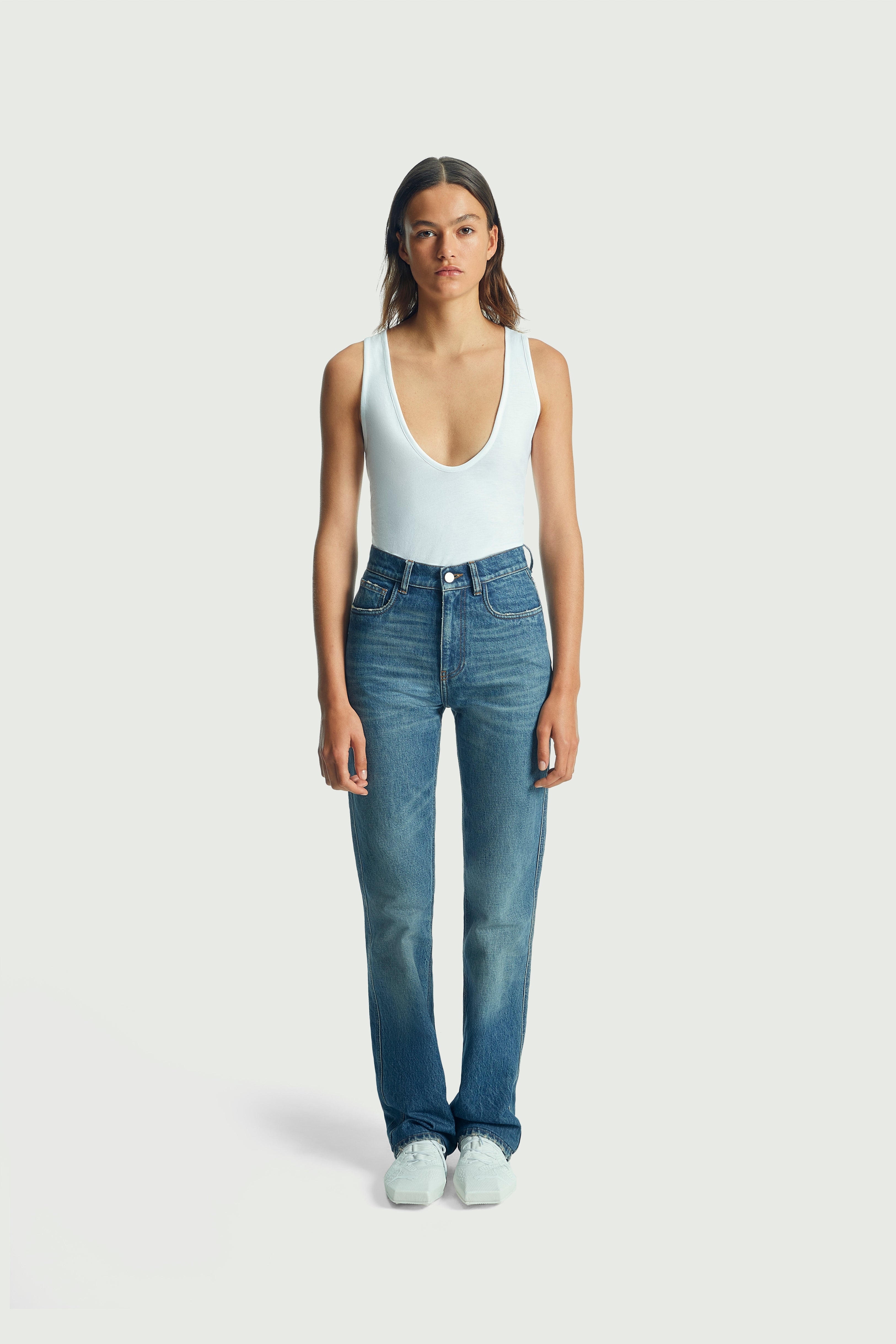 Straight Leg Denim Pants - 3
