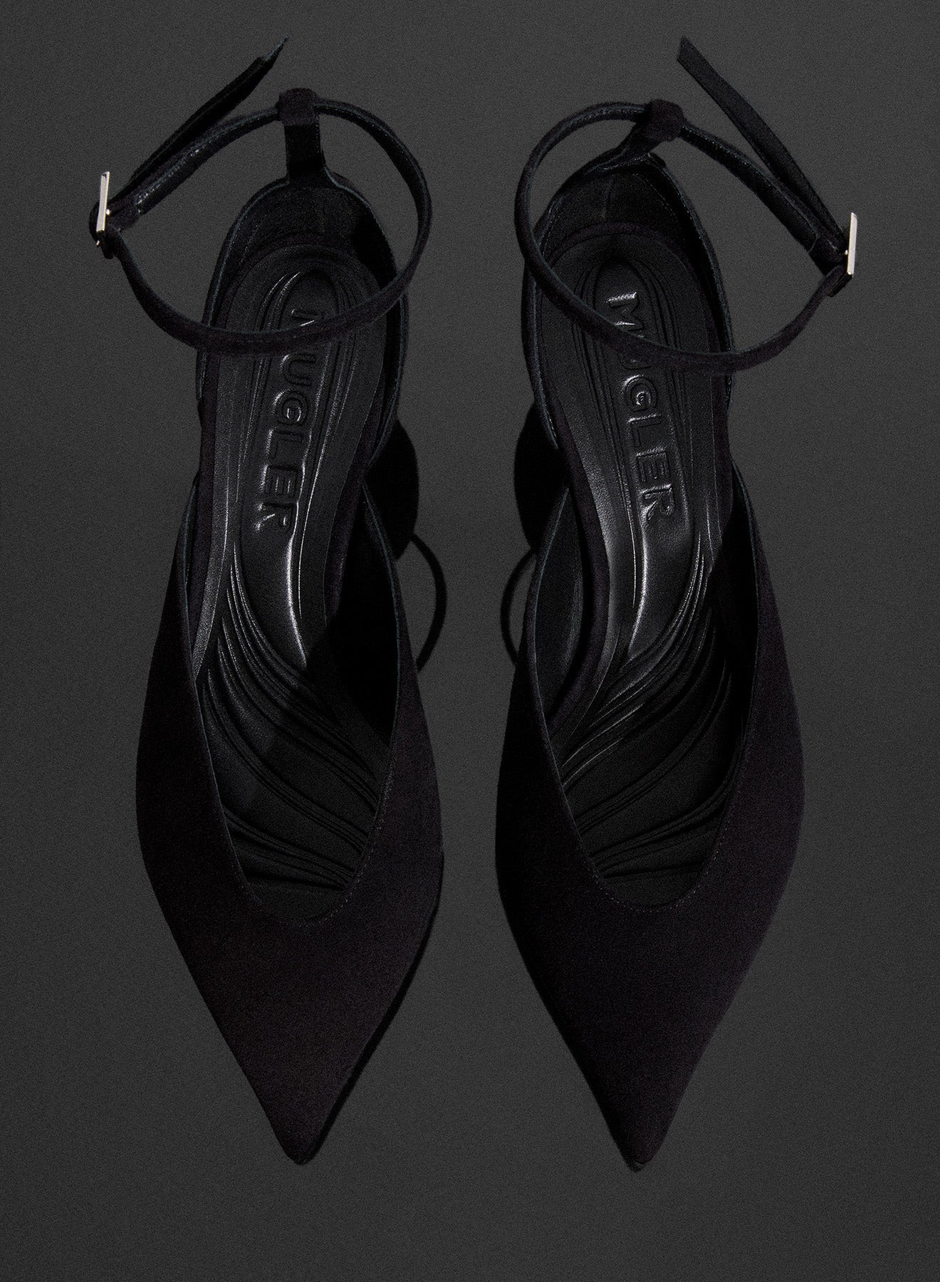black leather strappy fang 55 mules - 4