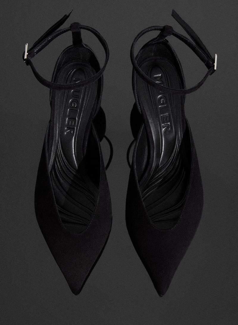 black leather strappy fang 55 mules 4