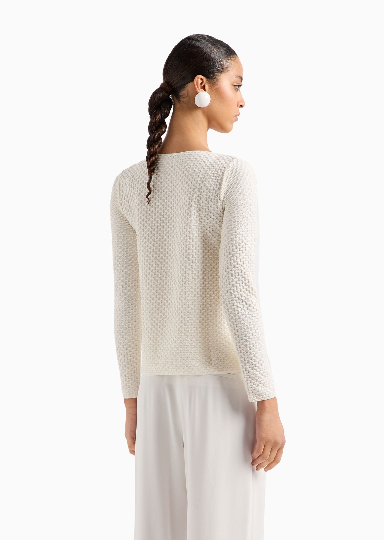 ASV recycled jersey jacquard boat-neck flared jumper - 3