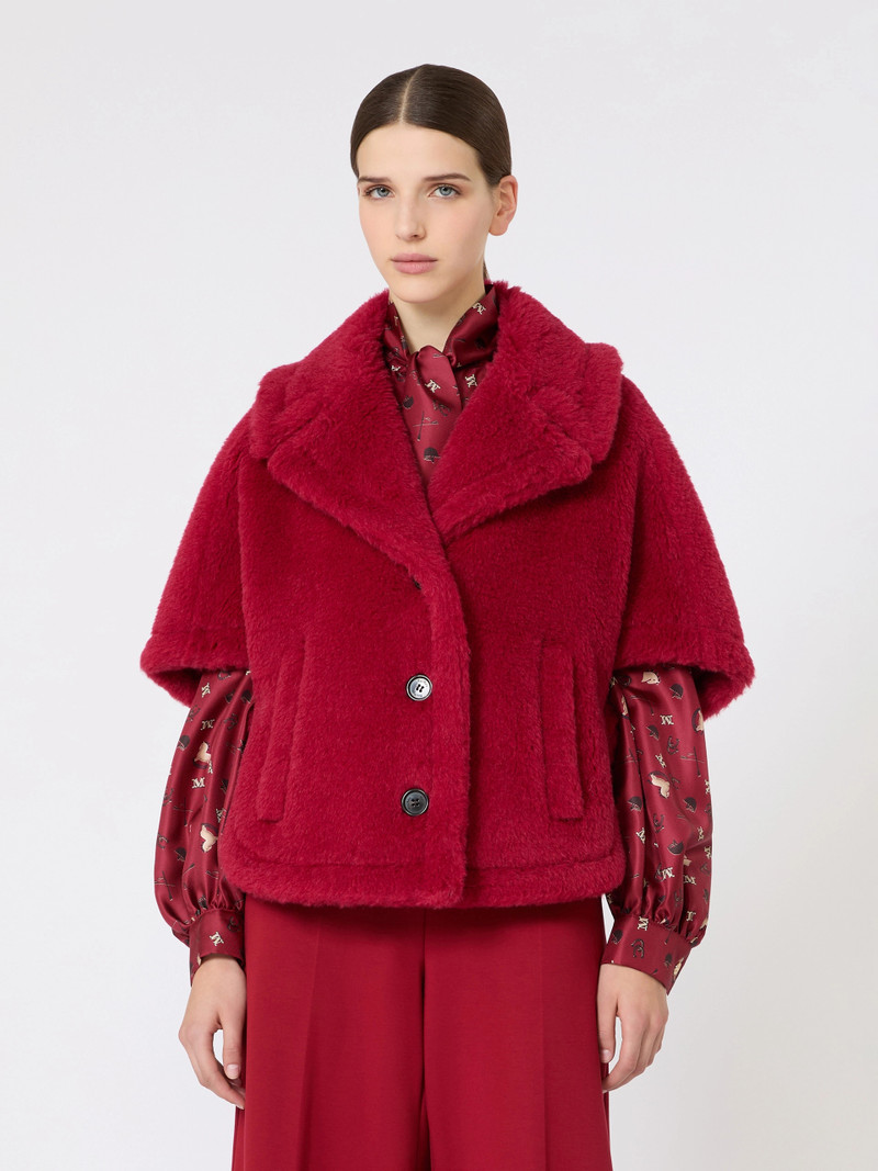 CORVINOLNY Alpaca and wool Teddy fabric cape - RED 3