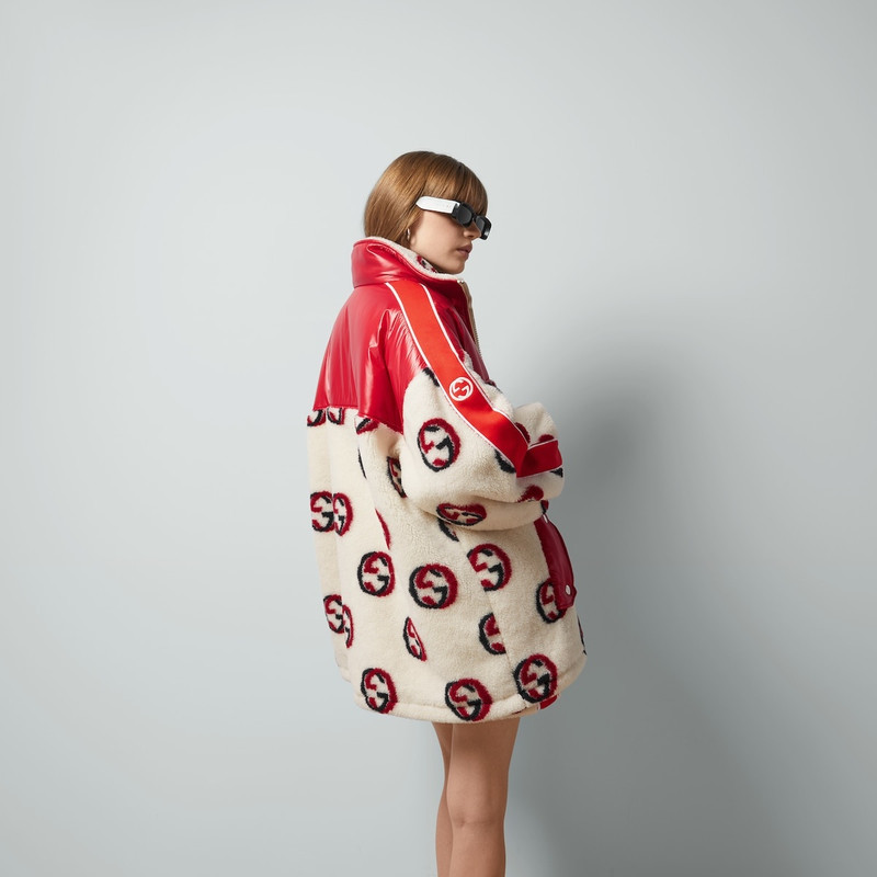 GG wool fleece jacquard zip jacket 6