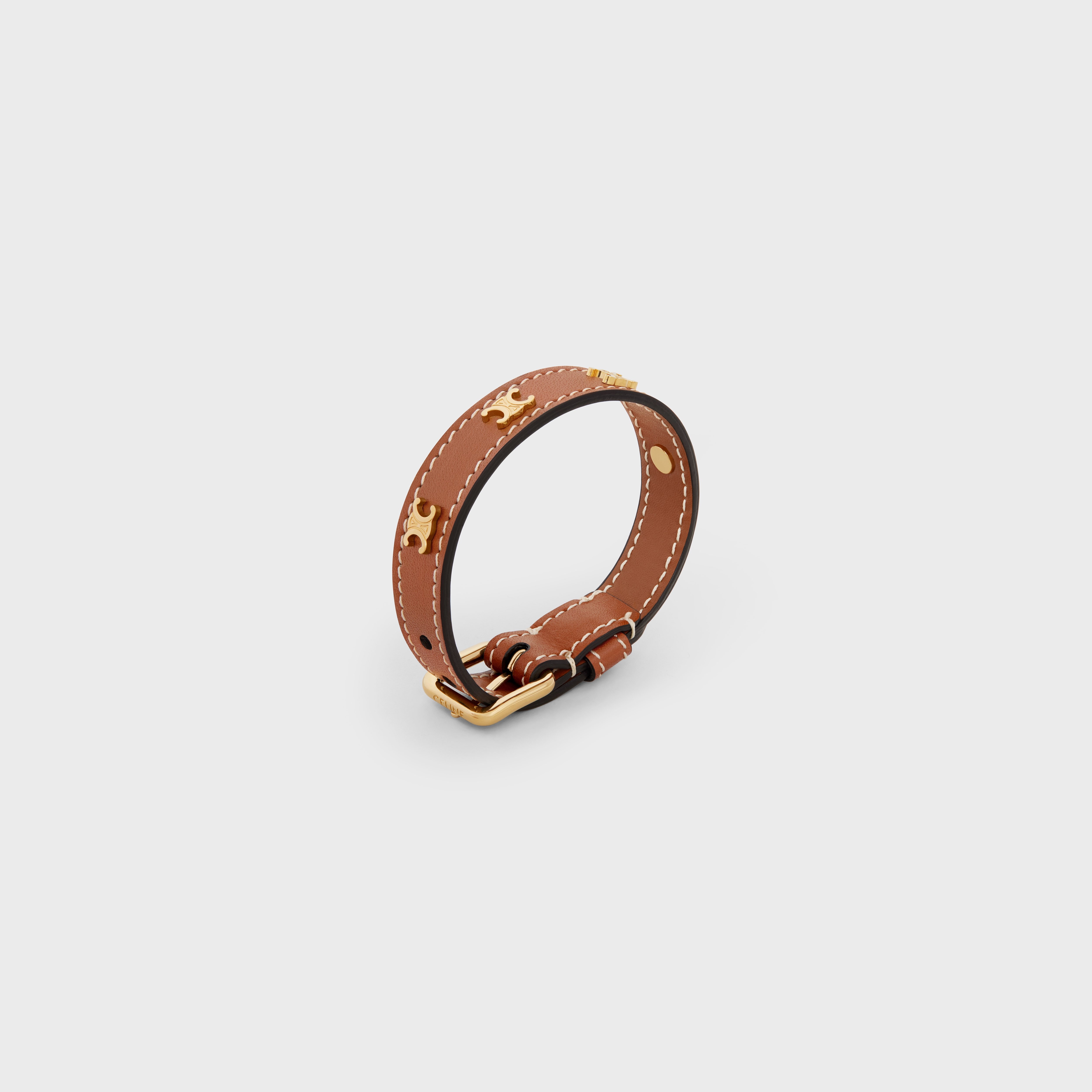 Les Cuirs Celine Bracelet in Calfskin and Brass with Gold Finish - 2