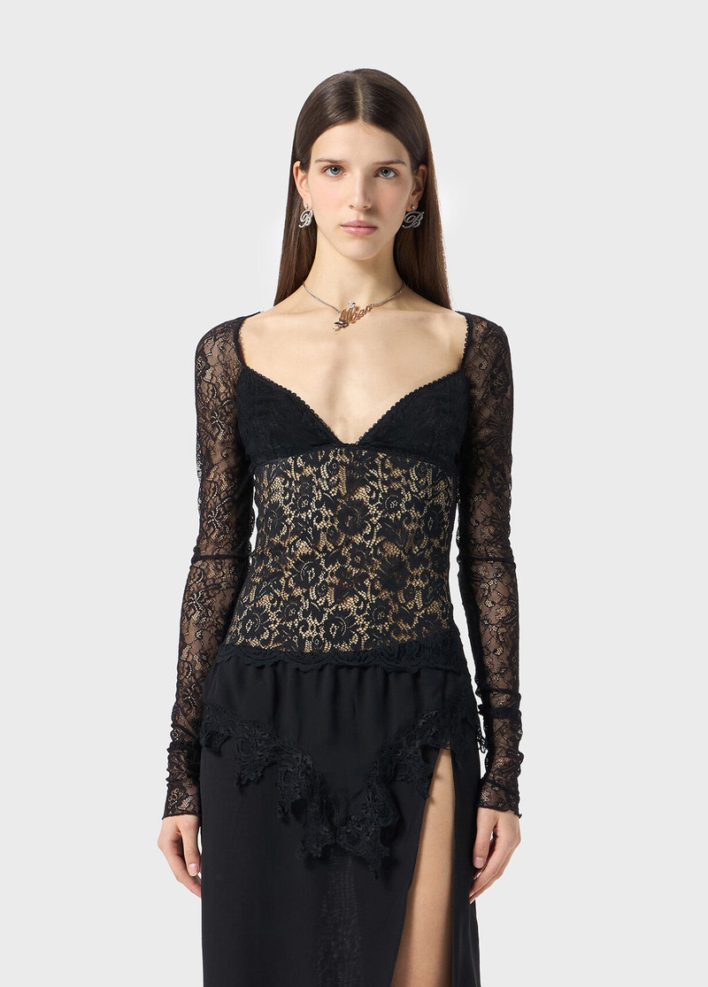 Blumarine LACE AND TULLE BLOUSE outlook