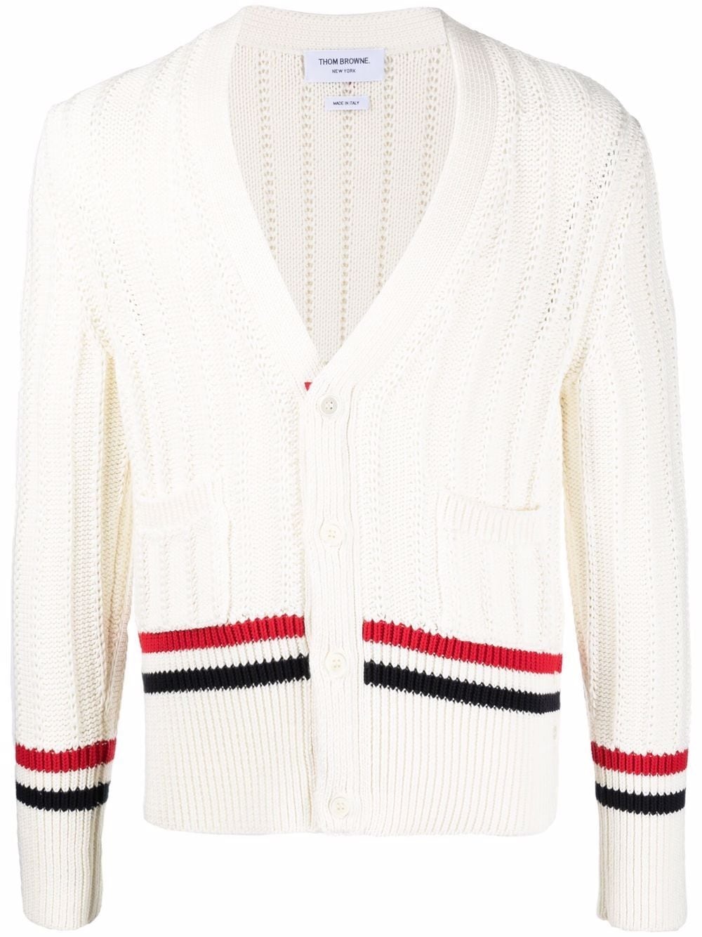 V-neck ribbed cardigan - 1