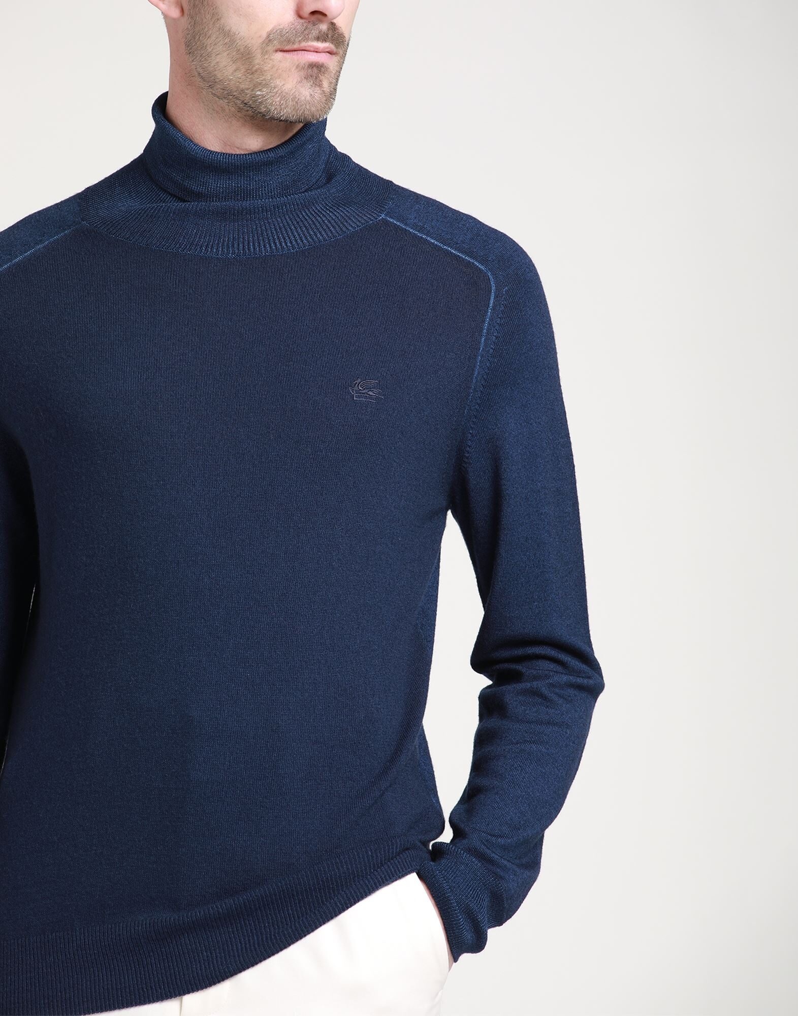 Blue Men's Turtleneck - 4