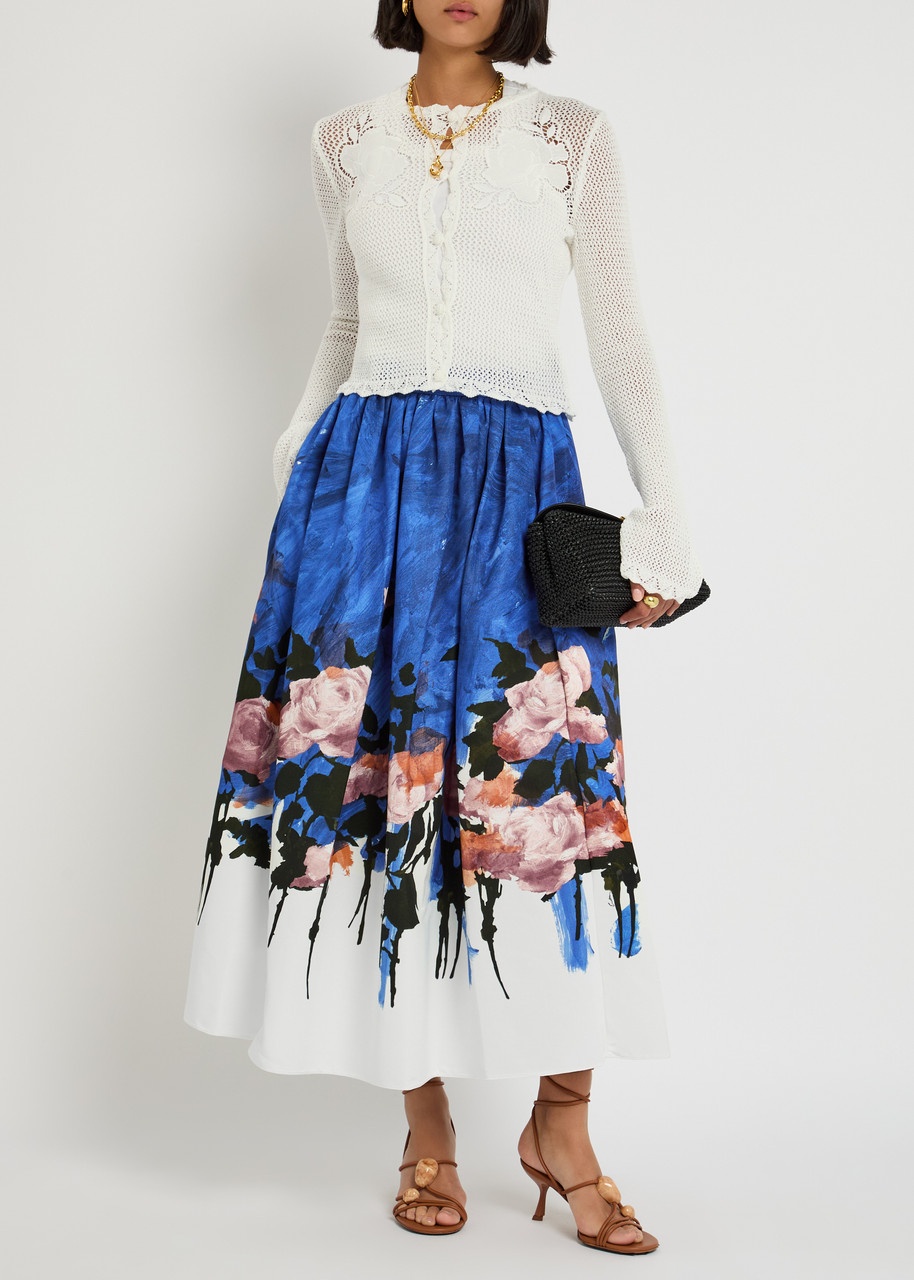 Erdem Printed Faille Midi Skirt - 4
