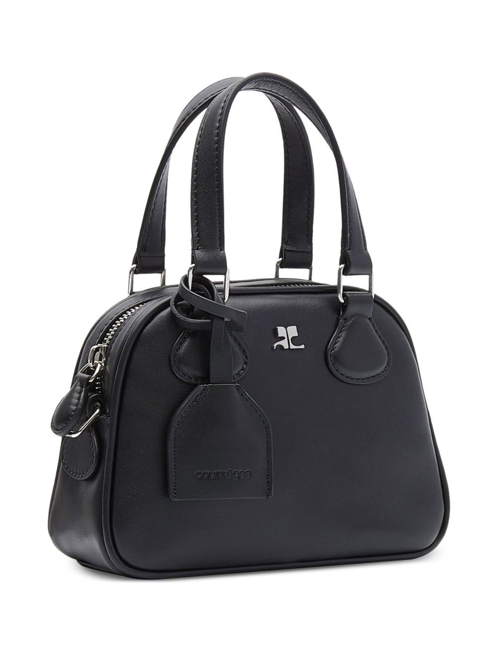 logo leather mini bowling bag - 4
