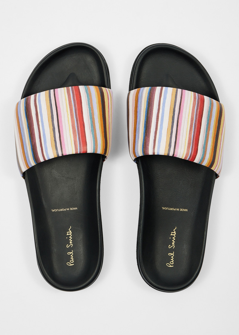 'Painted Signature Stripe' Leather 'Bellagio' Slides 5