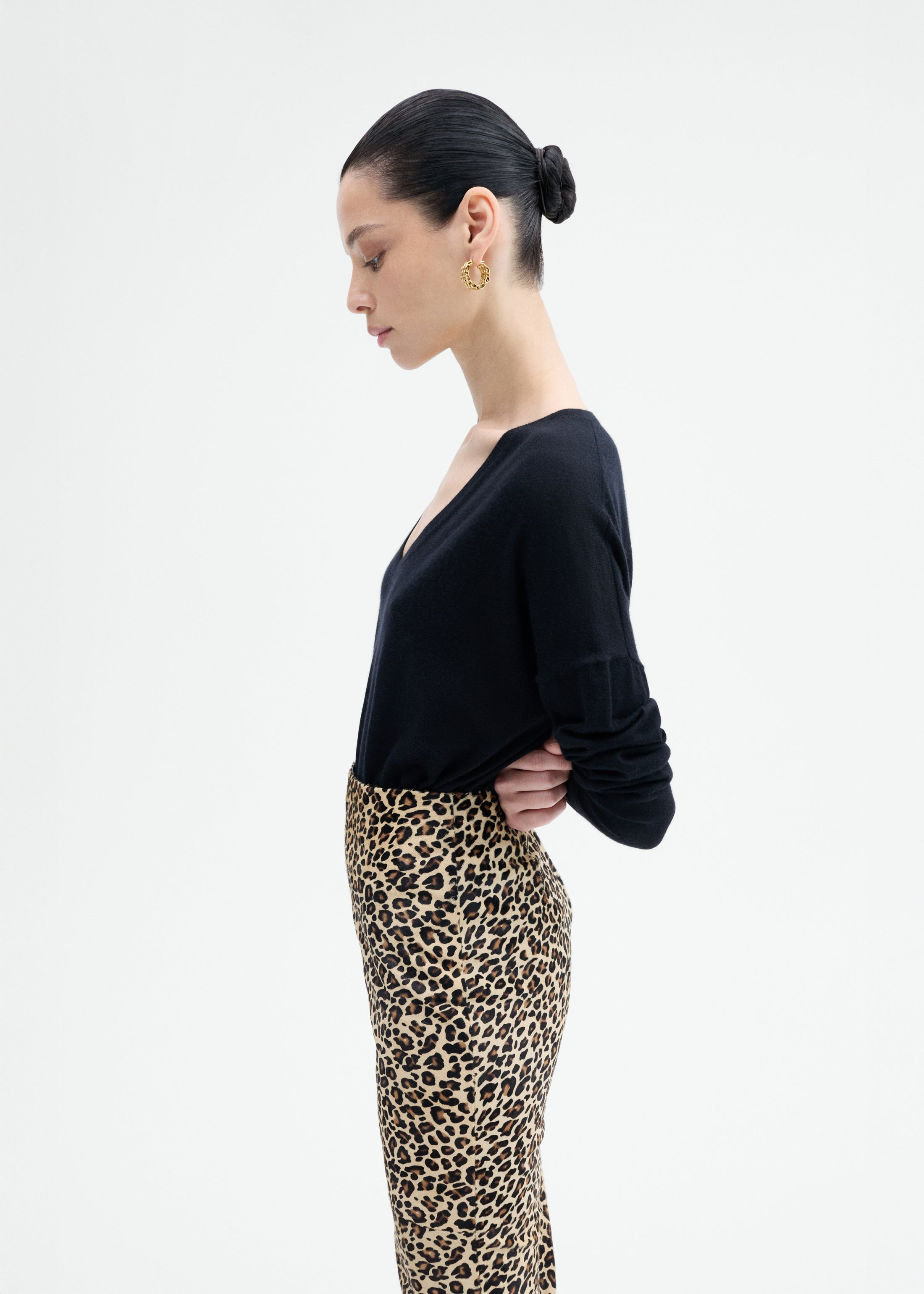 Leather Leopard Skirt in Calf Hair - 2