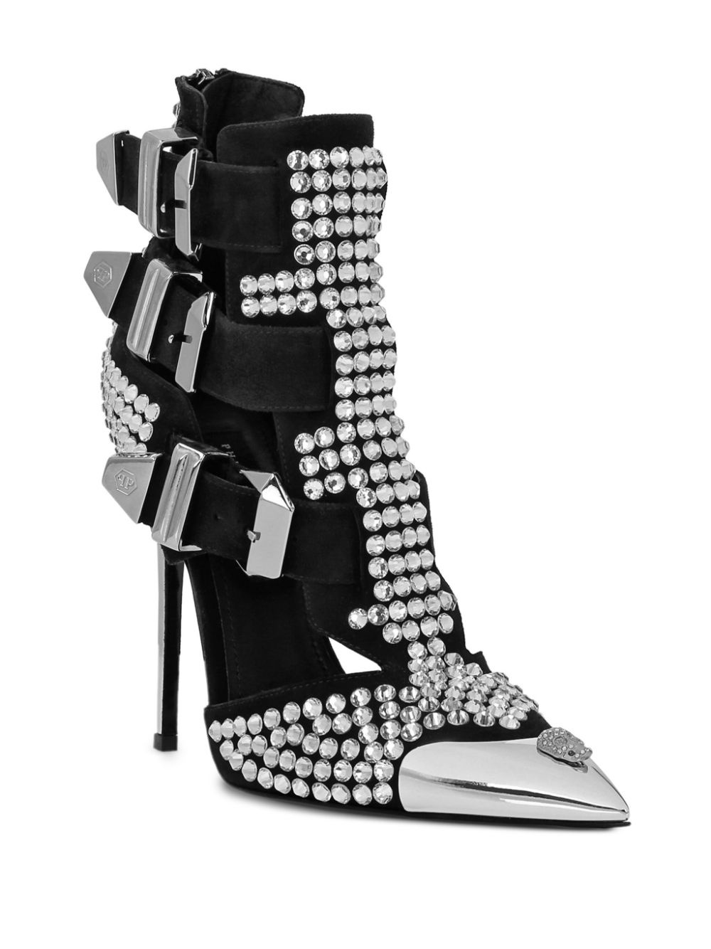 105mm rhinestone-embellished suede sandals - 2