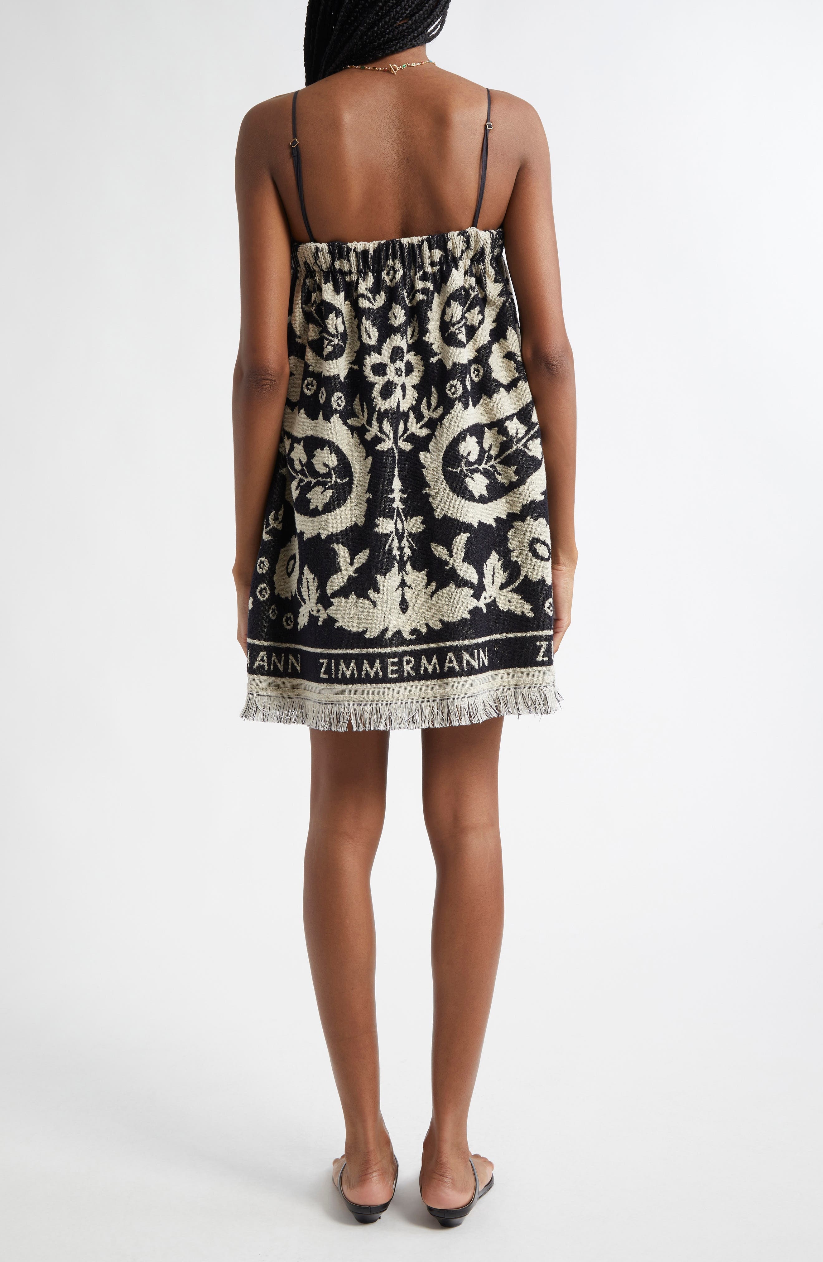 Zimmermann Rhiannon Terry Cloth Minidress in Black/Cream at Nordstrom - 2