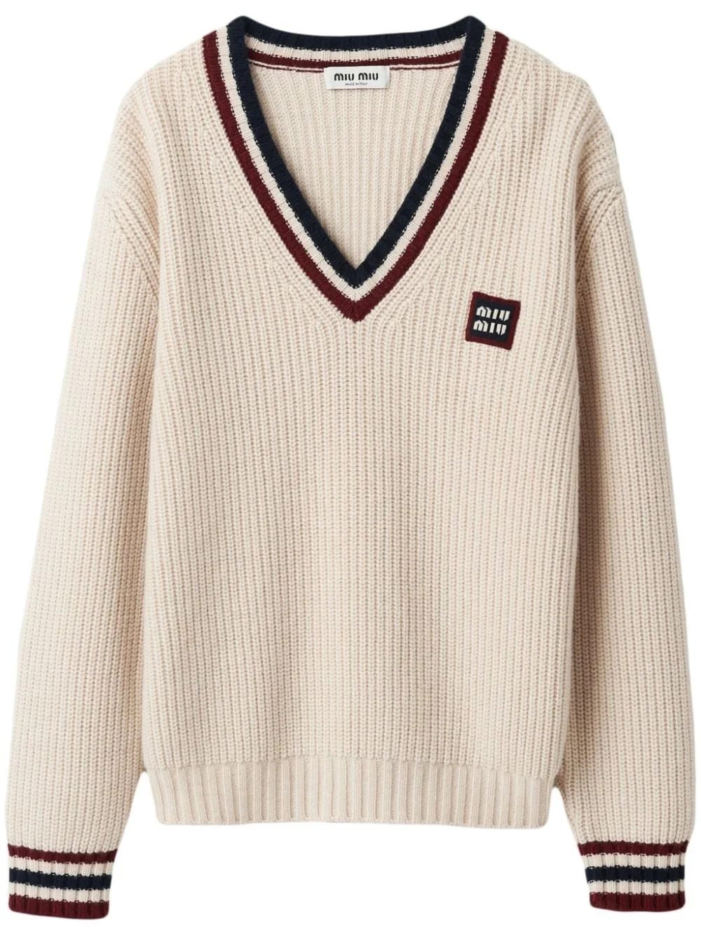 stripe-trim cashmere jumper - 1