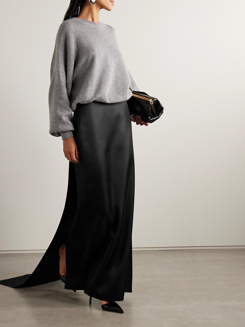 BRANDON MAXWELL The Monroe Draped Silk-twill Maxi Skirt outlook