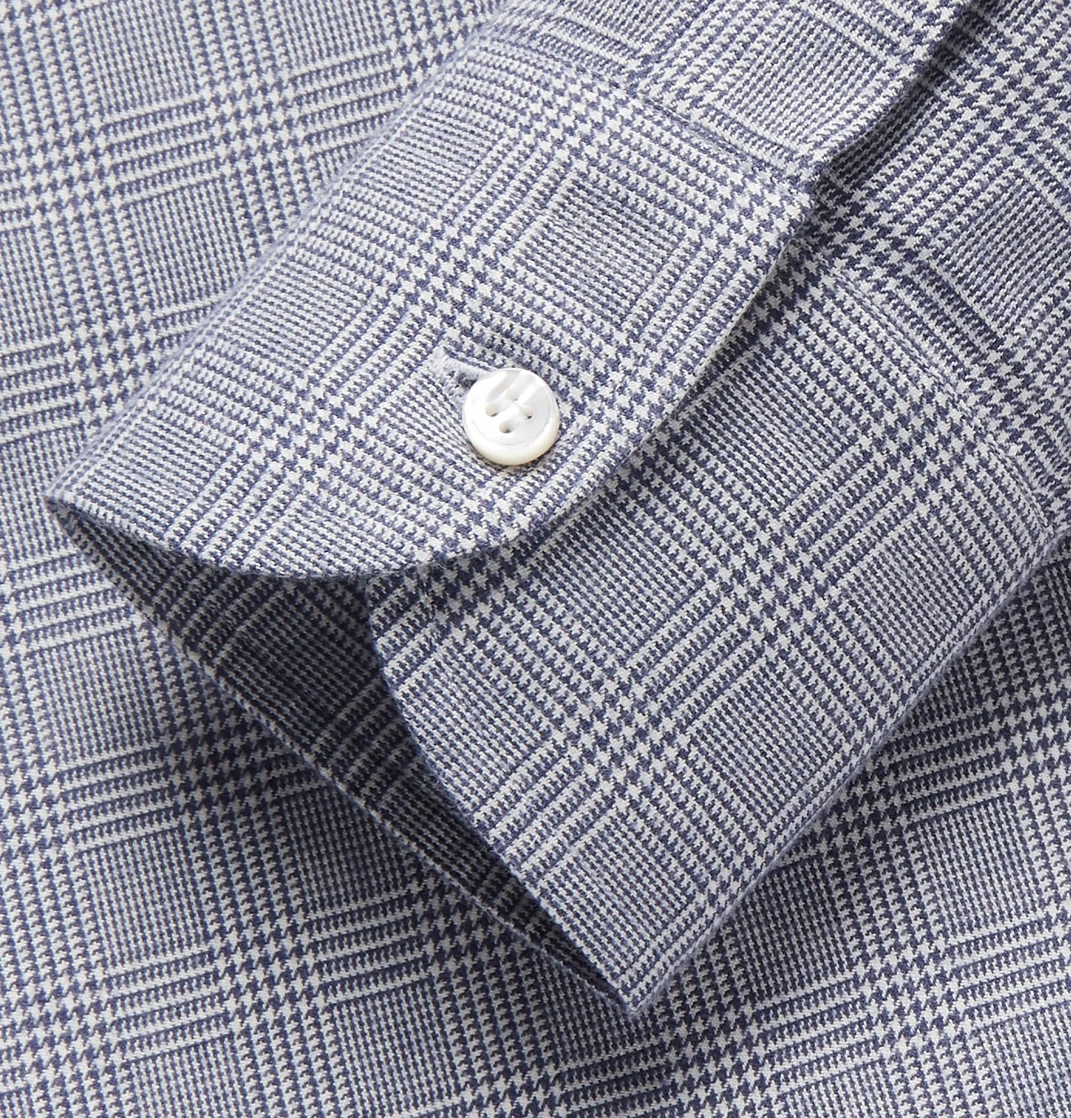 Slim-Fit Prince of Wales Checked Brushed-Cotton Shirt - 9