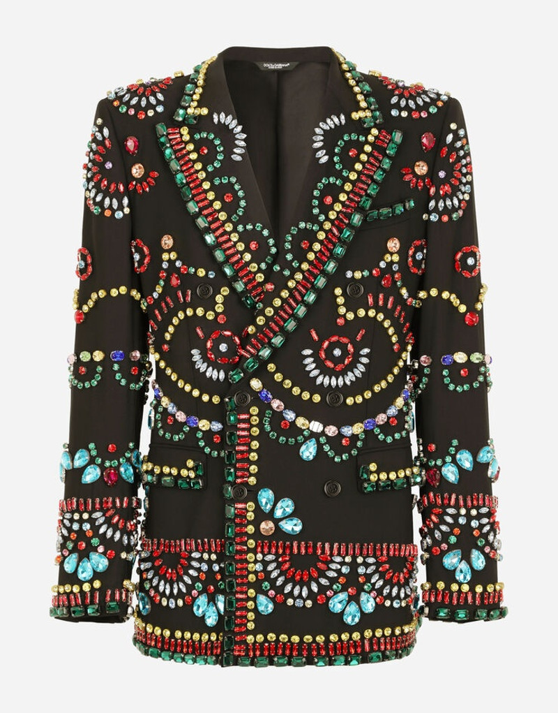 Double-breasted Sicilia-fit jacket with crystal embellishment 1