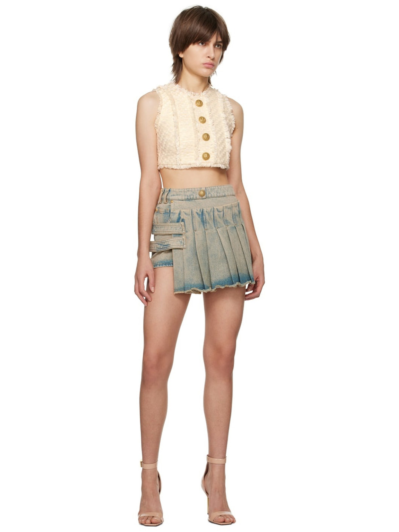 Balmain Tweed crop top with buttons outlook