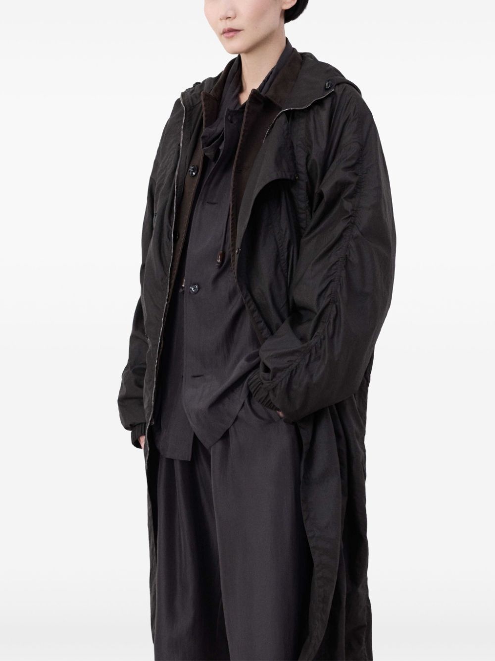 draped-detailing hooded parka - 4