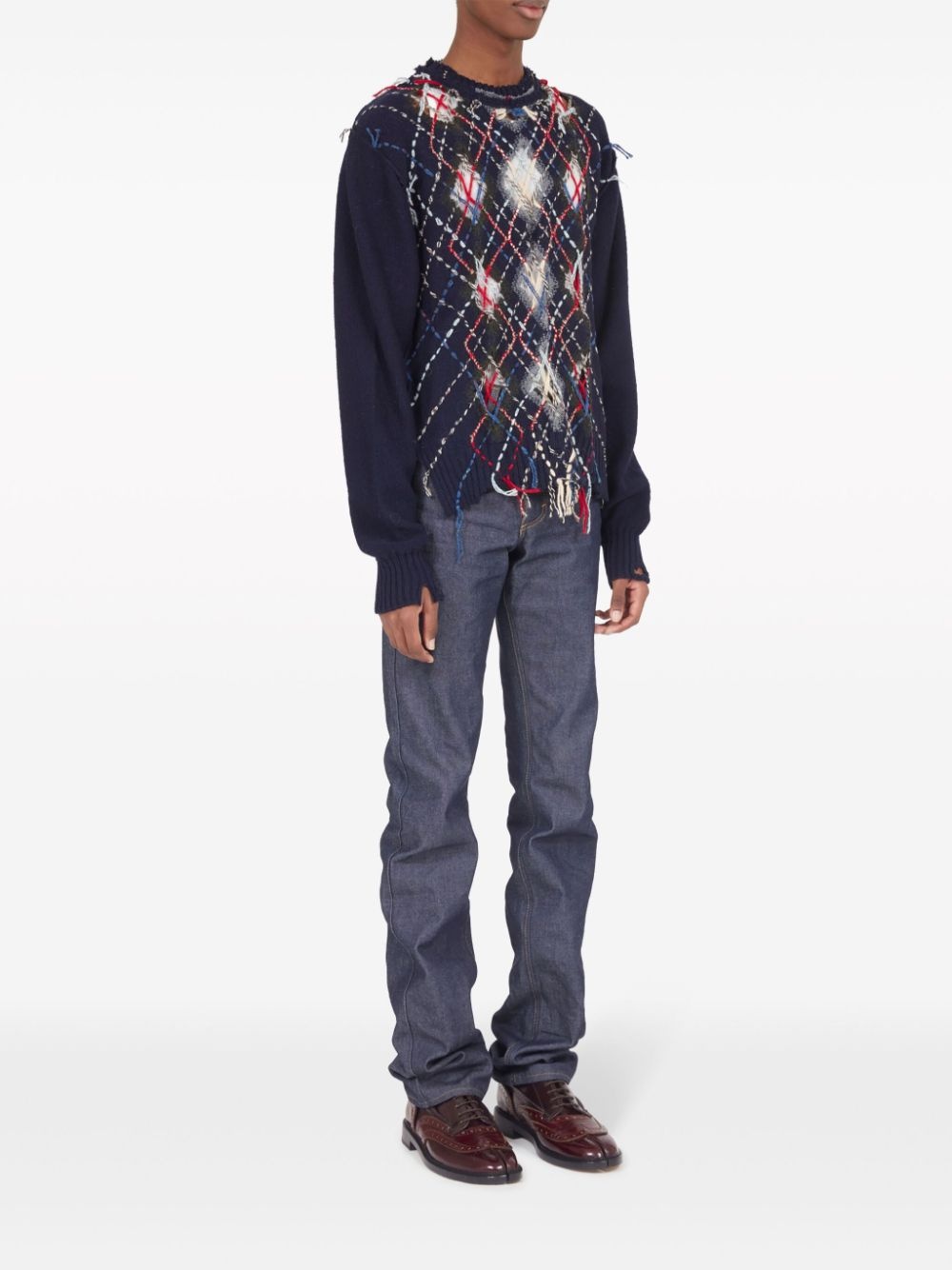 contrasting-stitch argyle-knit jumper - 3