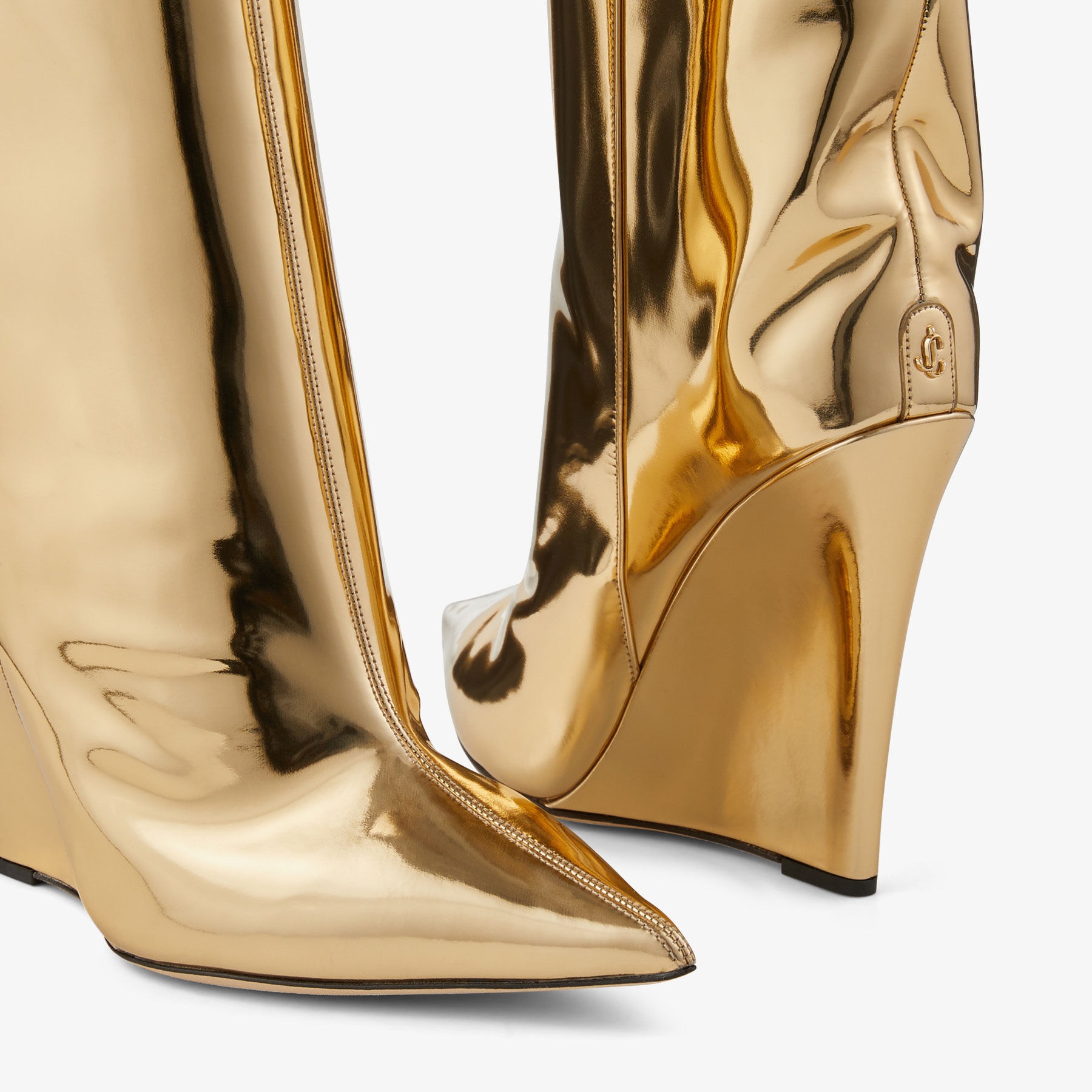 Blake KB 110
Gold Liquid Metal Leather Wedge Knee-high Boots - 4