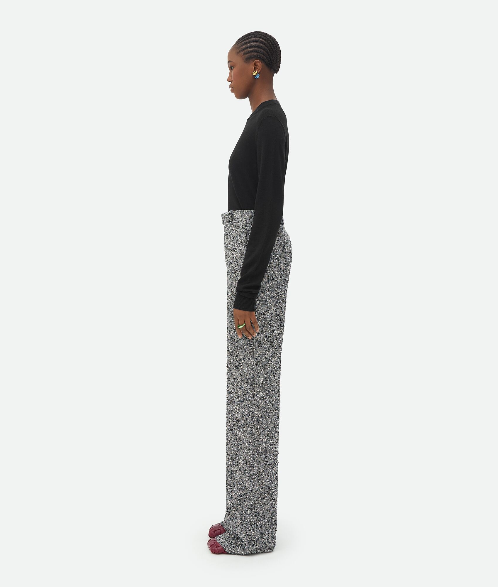 straight leg cotton bouclé pants - 2