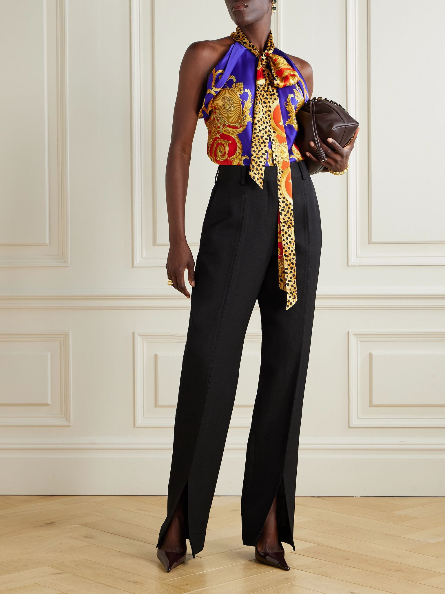 Tie-detailed printed silk blouse Multi - 2