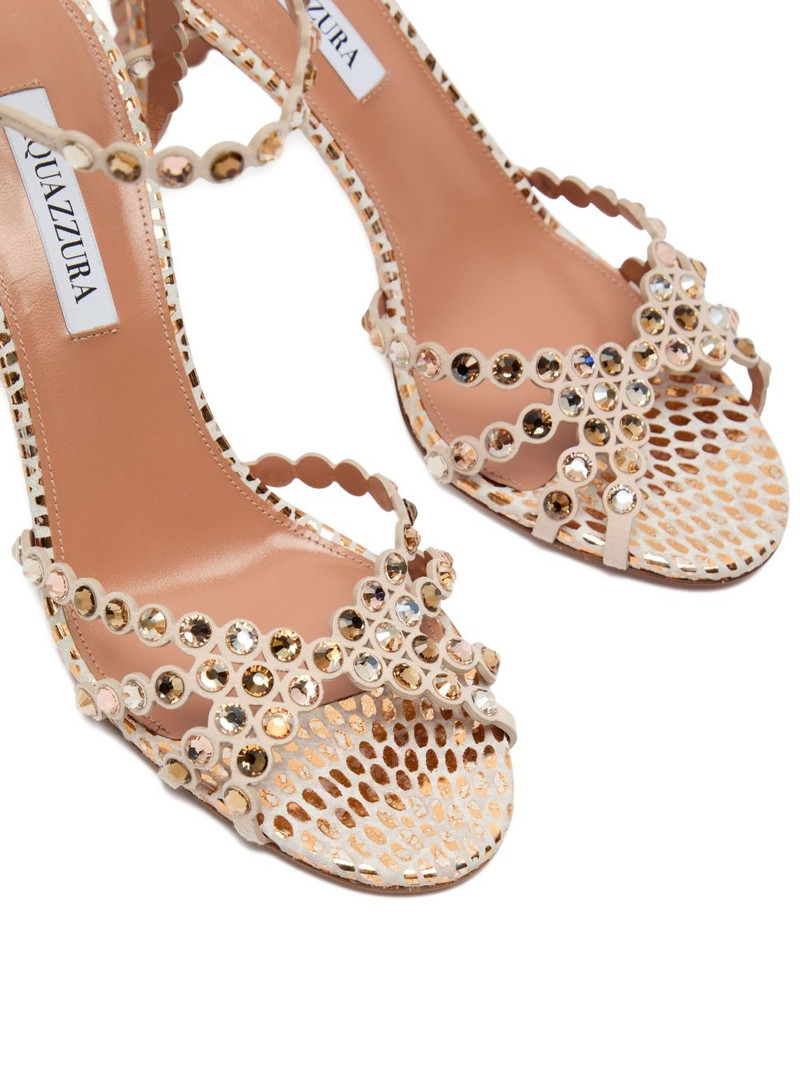 AQUAZZURA 85mm Tequila scalloped embellished sandal outlook