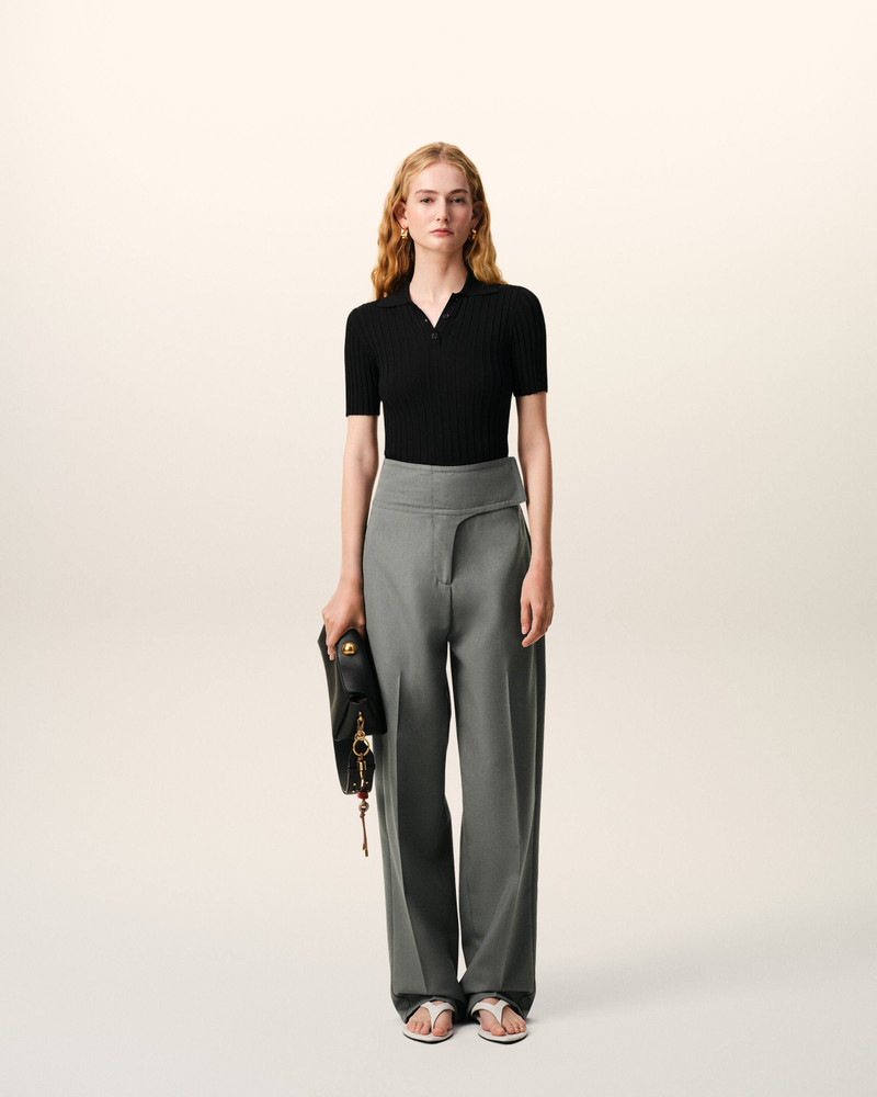 AMI Paris GREY NEW WOOL WRAPPED BELTED TROUSERS outlook