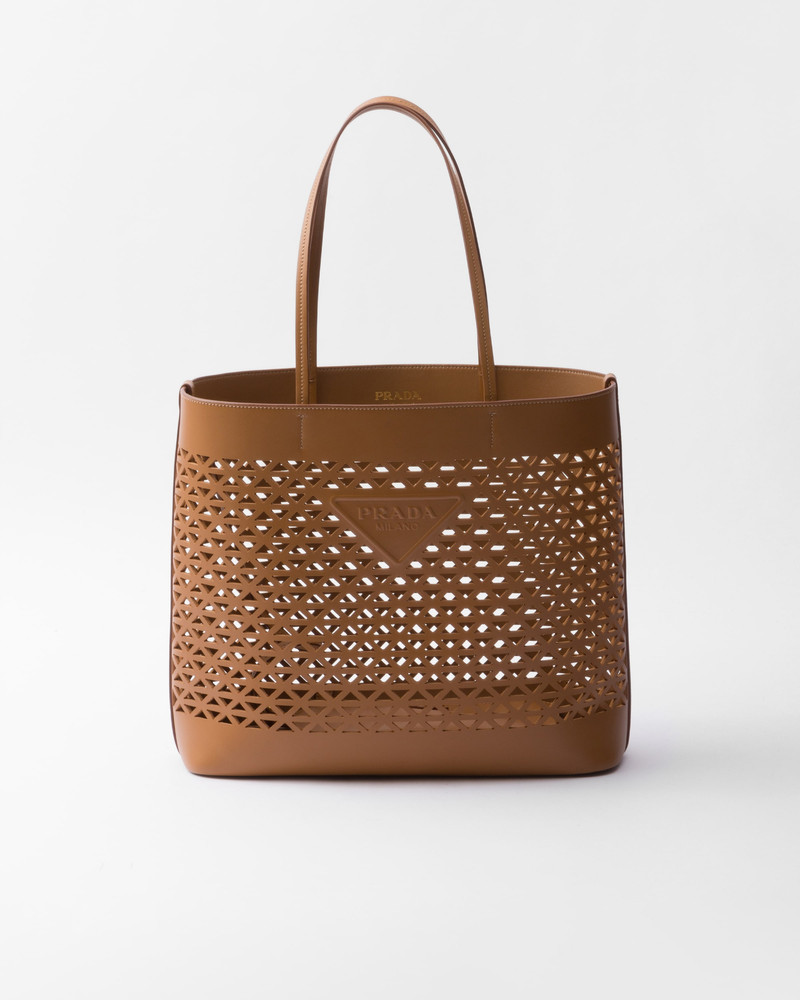 Large perforated leather tote bag - 1