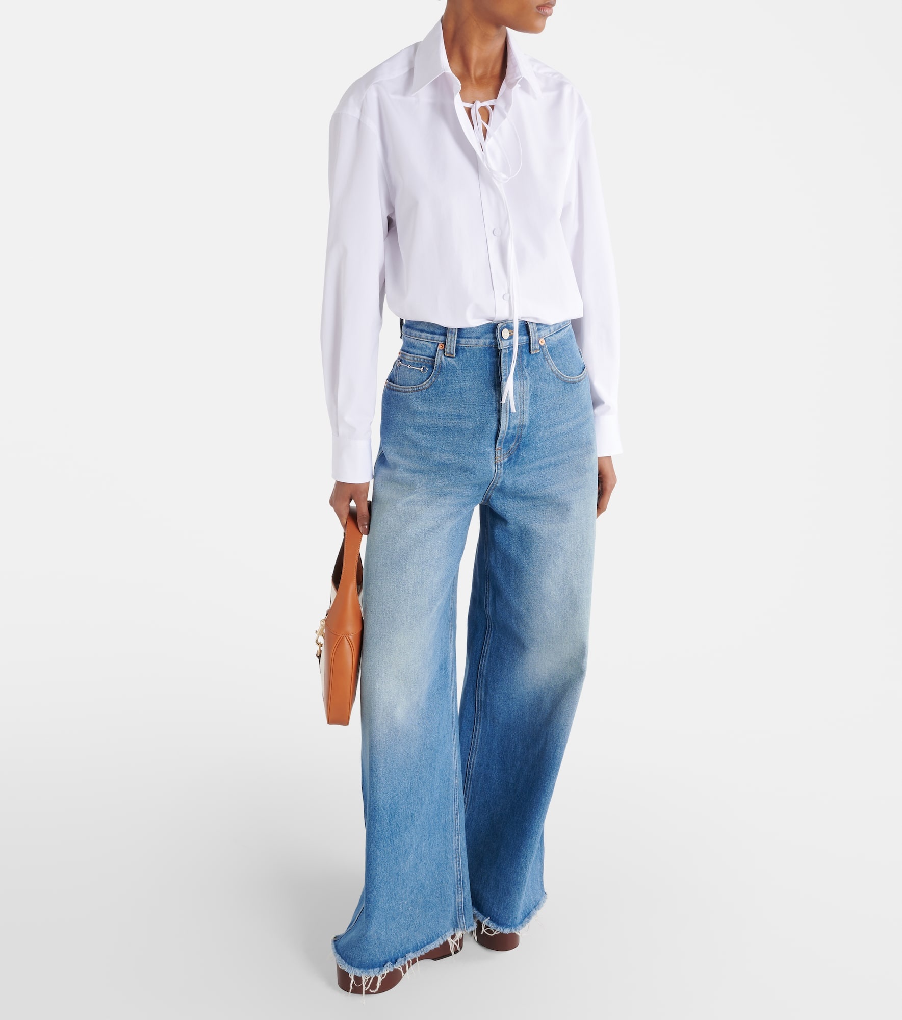 Bow-detail cotton poplin shirt - 2