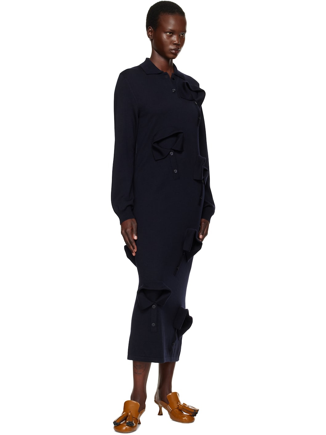 Navy Multi Collar Maxi Dress - 4
