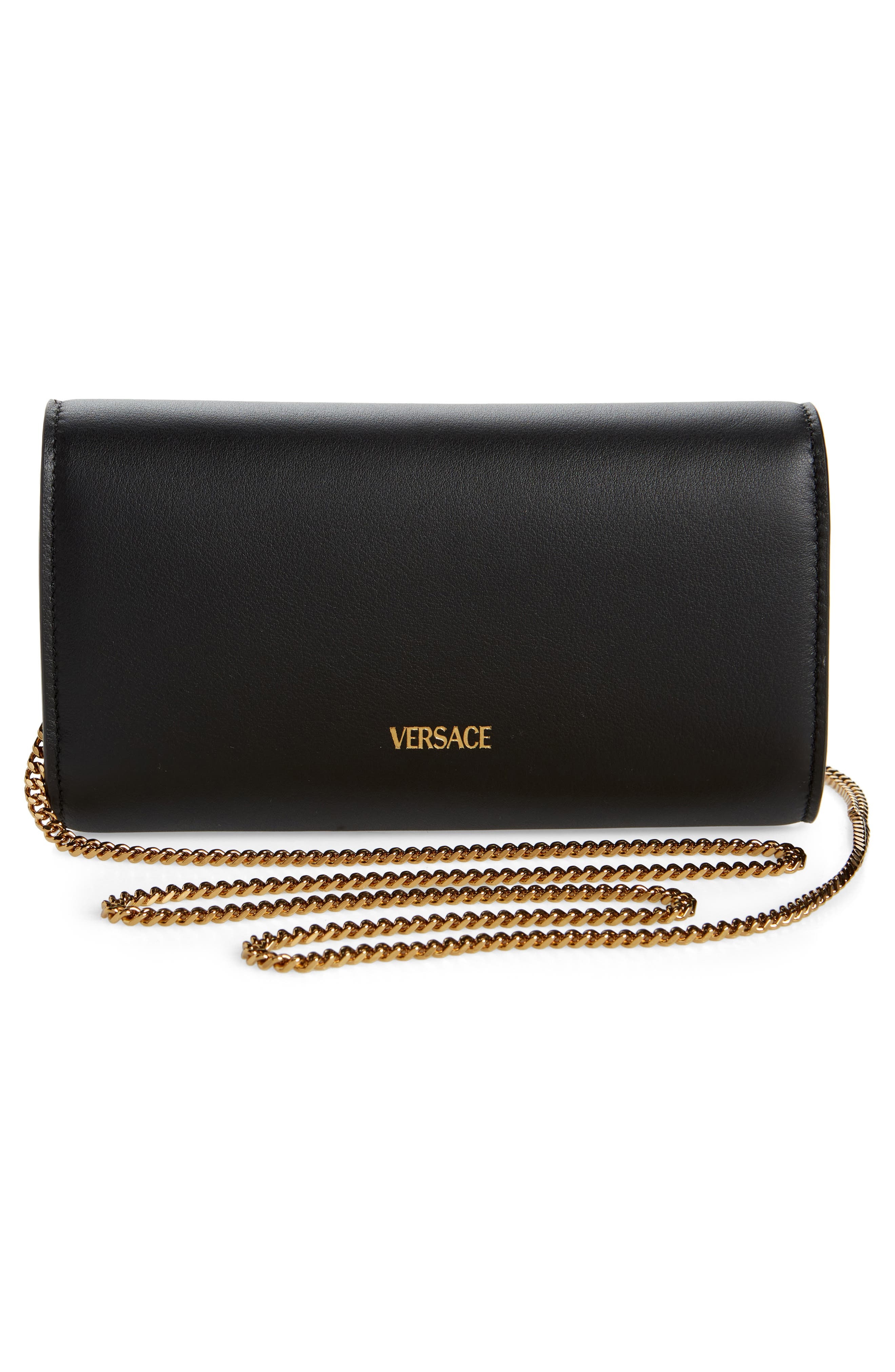 Versace Medusa '95 Leather Crossbody Bag in Black-Versace Gold at Nordstrom - 3