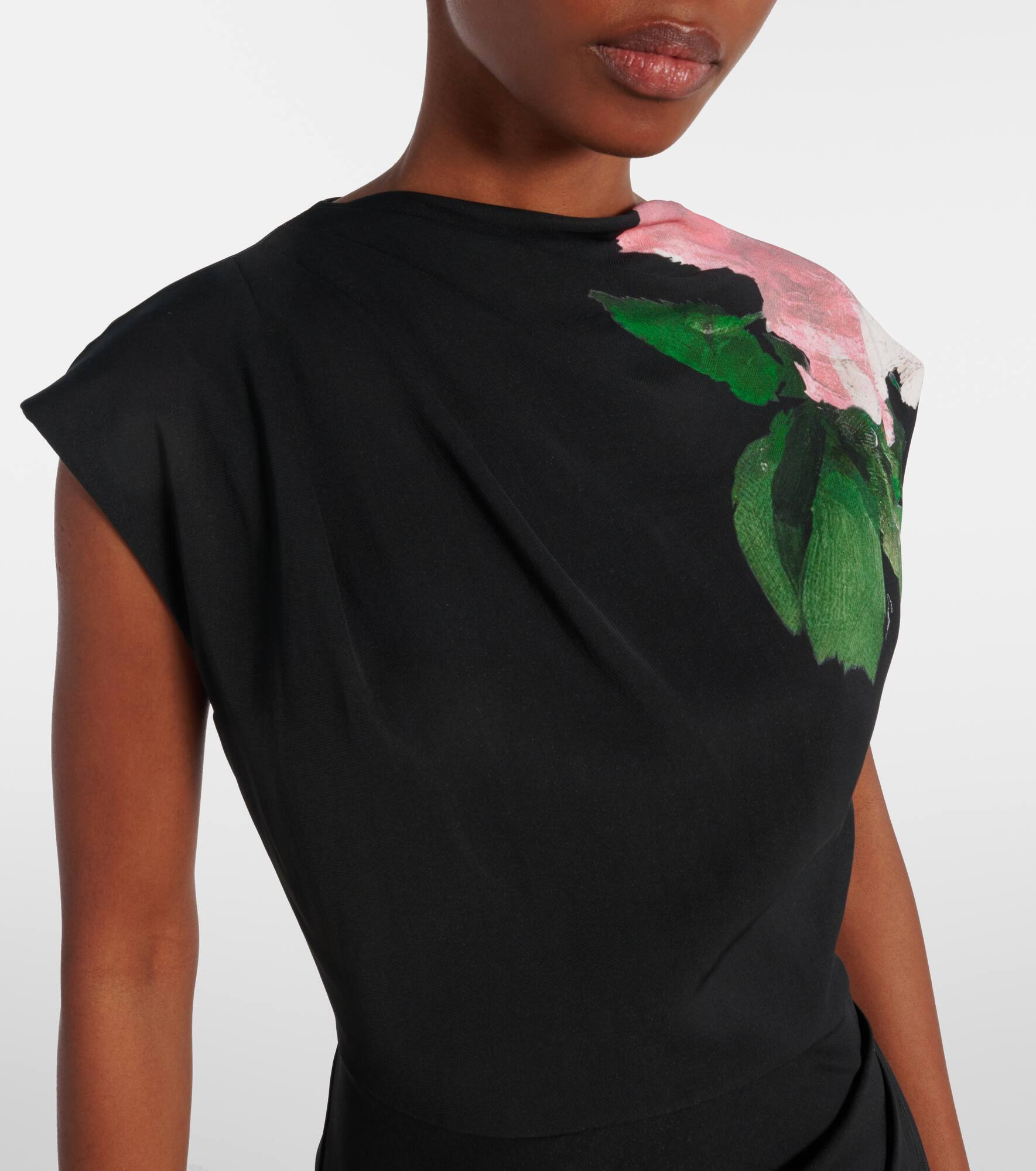 Floral gathered midi dress - 4